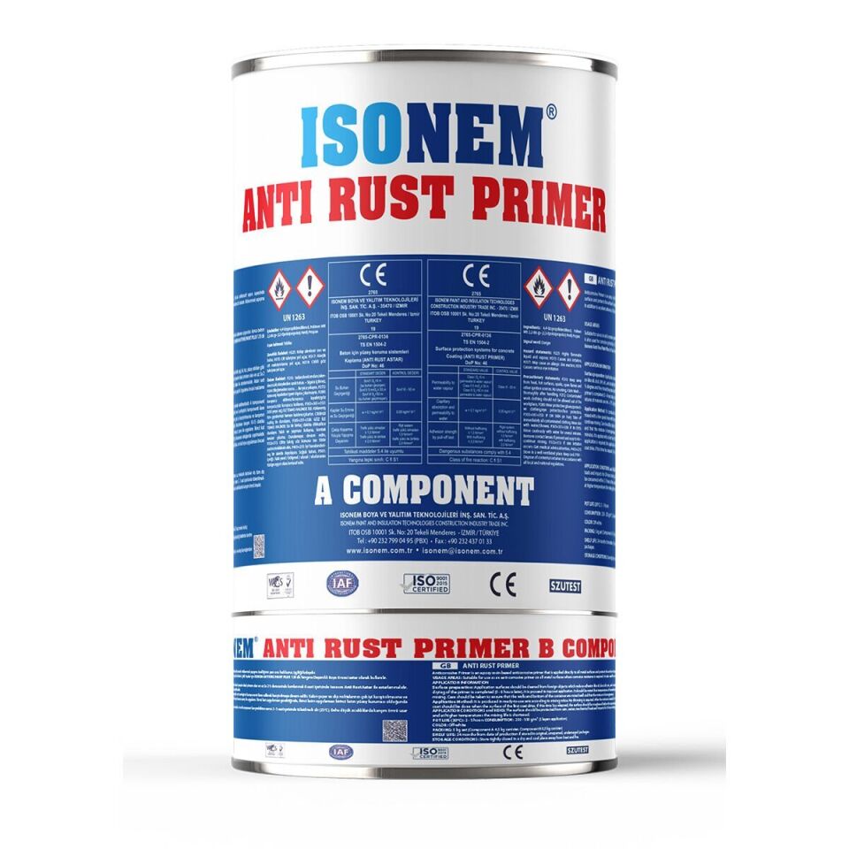 İSONEM ANTI RUST PRIMER Çelik Yüzeyler için Antikorozif Astar 5 KG