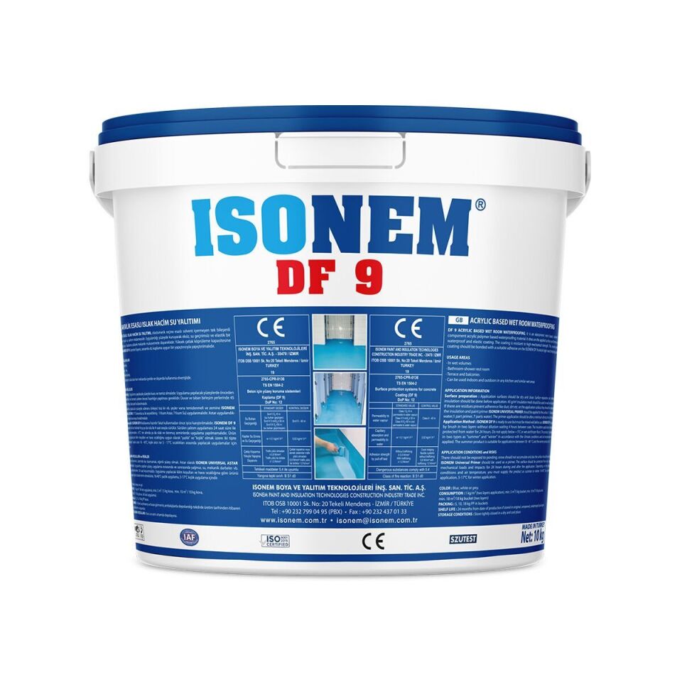İSONEM DF 9 Akrilik Esaslı Islak Hacim Su Yalıtımı 10 KG