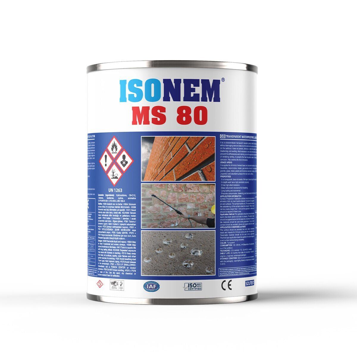 İSONEM MS 80 Doğal Görüntüyü Bozmayan Dış Cephe Şeffaf Su Yalıtımı 3,5 lt