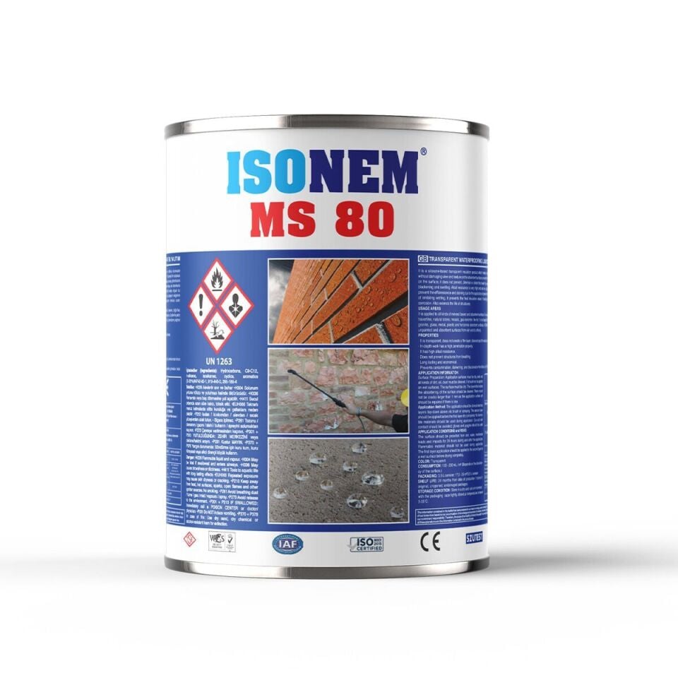 İSONEM MS 80 Doğal Görüntüyü Bozmayan Dış Cephe Şeffaf Su Yalıtımı 3,5 lt
