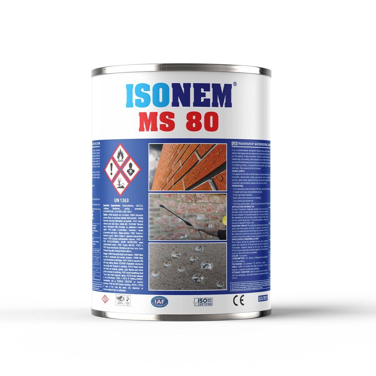 İSONEM MS 80 Doğal Görüntüyü Bozmayan Dış Cephe Şeffaf Su Yalıtımı 3,5 lt 3,5 LT