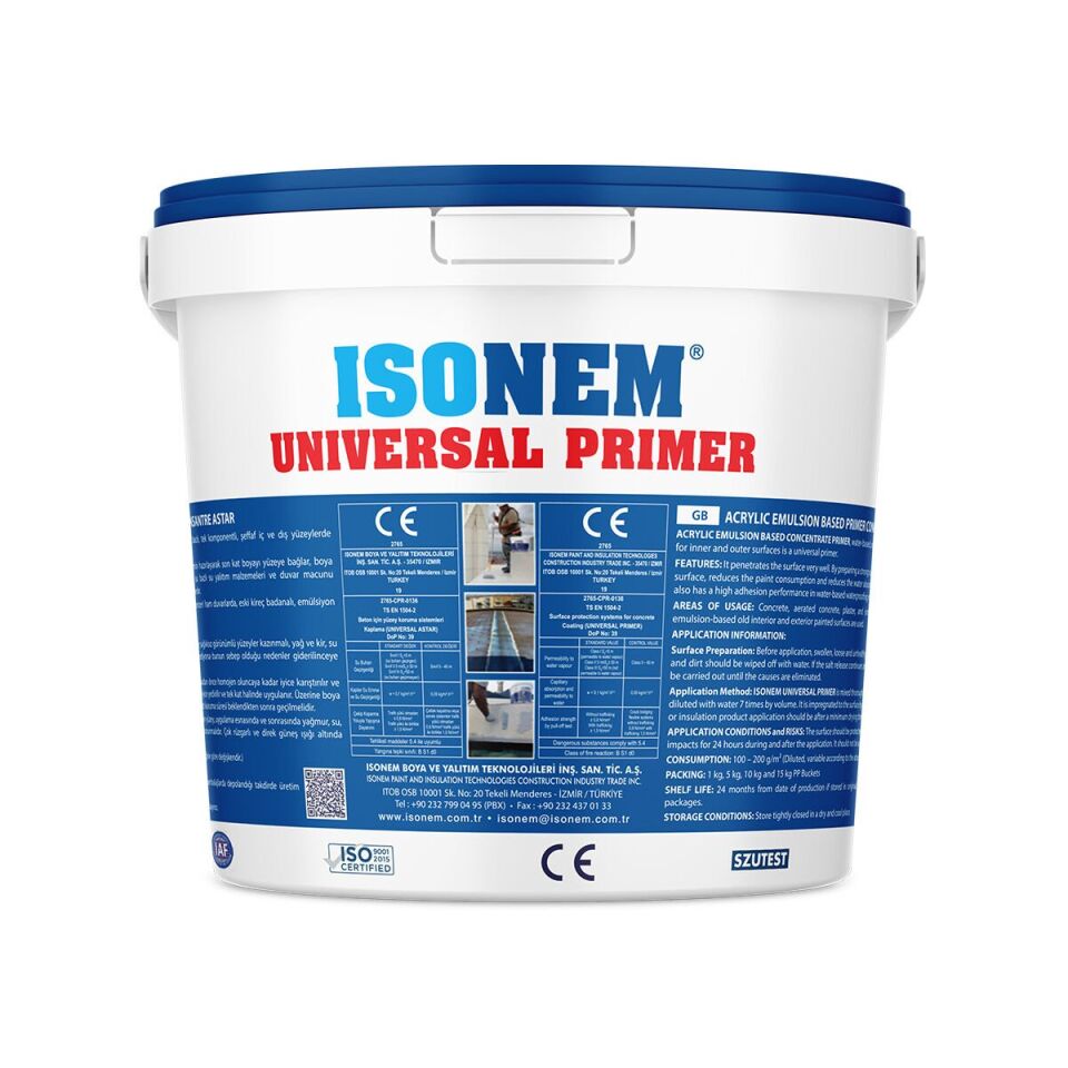 İSONEM UNIVERSAL ASTAR Akrilik Emülsiyon Esaslı Konsantre Astar 1 KG